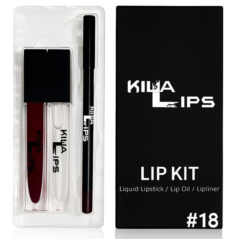 3 in 1 lip kit #18 (OXBLOOD RED)